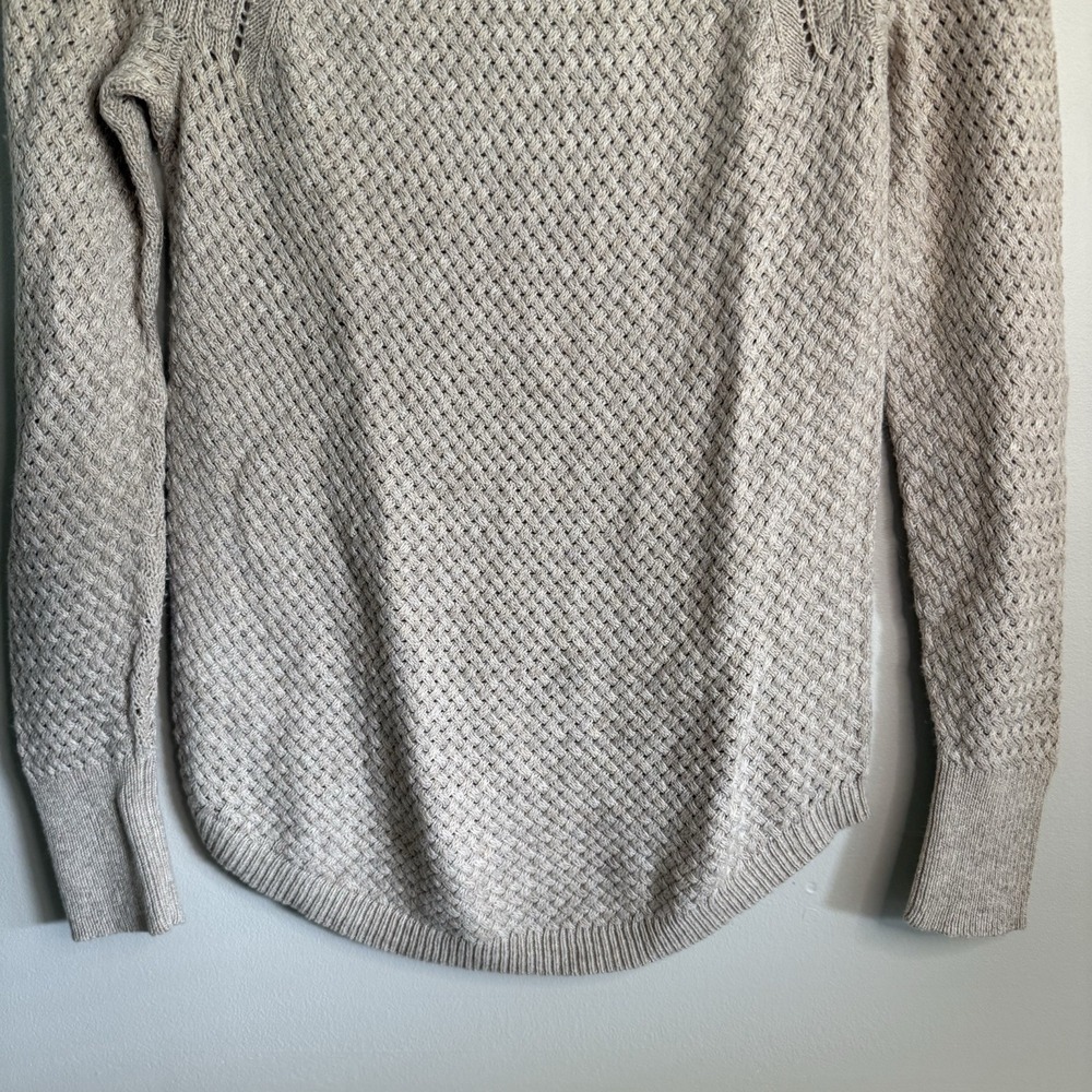 LOFT TAN BRAIDED DESIGN COTTON WOOL BLEND PULLOVER SWEATER TOP X-Small NWT - Picture 3 of 7